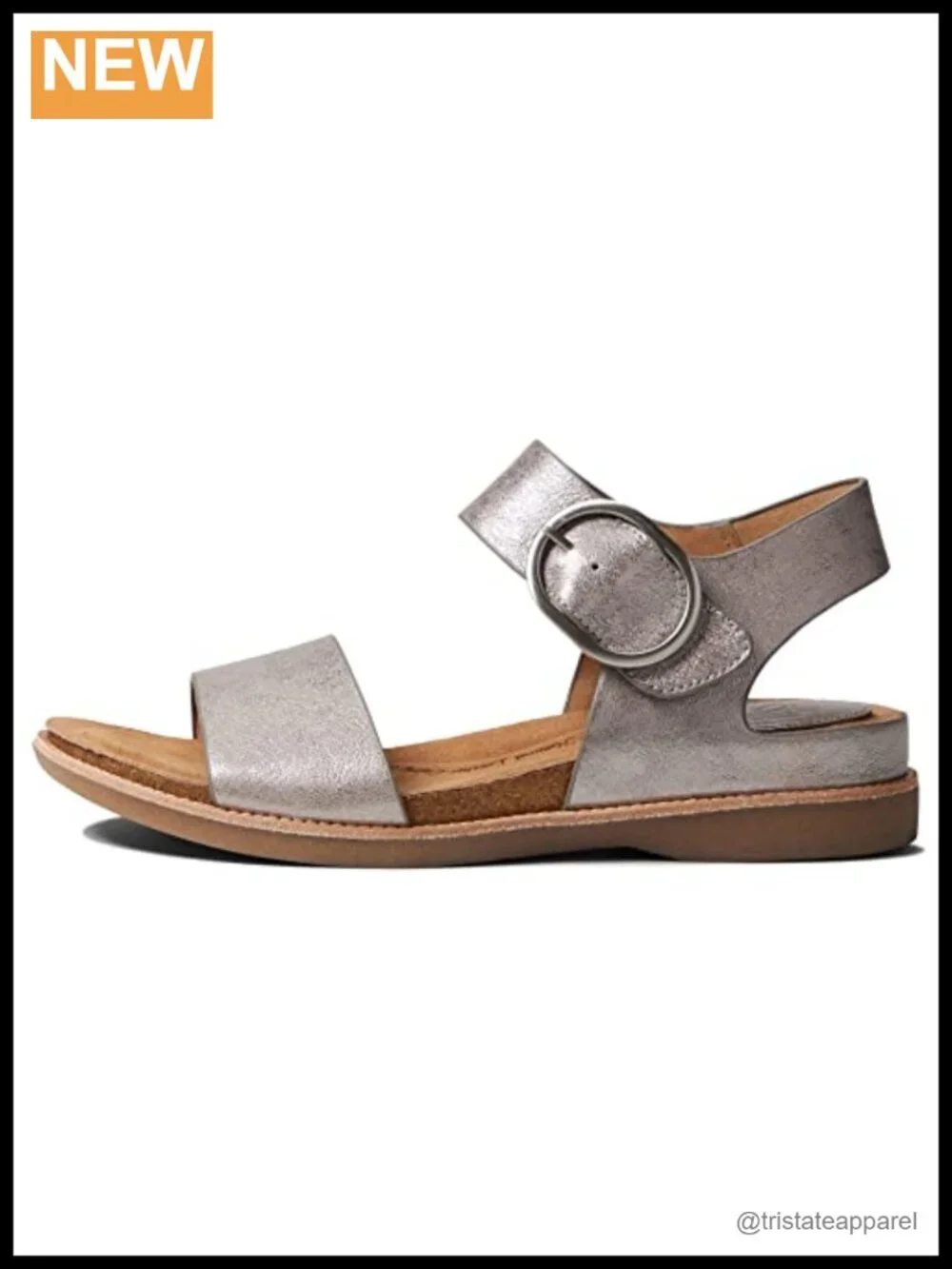 Leather Platform Sandal with Ankle Strap and Buckle